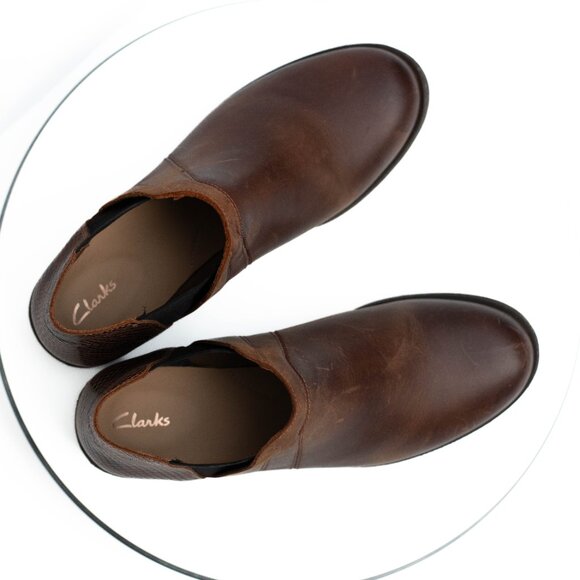 Clarks Demi 2 Beat Women’s Chelsea Ankle Boots 9 M Brown Oiled Leather Snakeskin - Picture 5 of 7